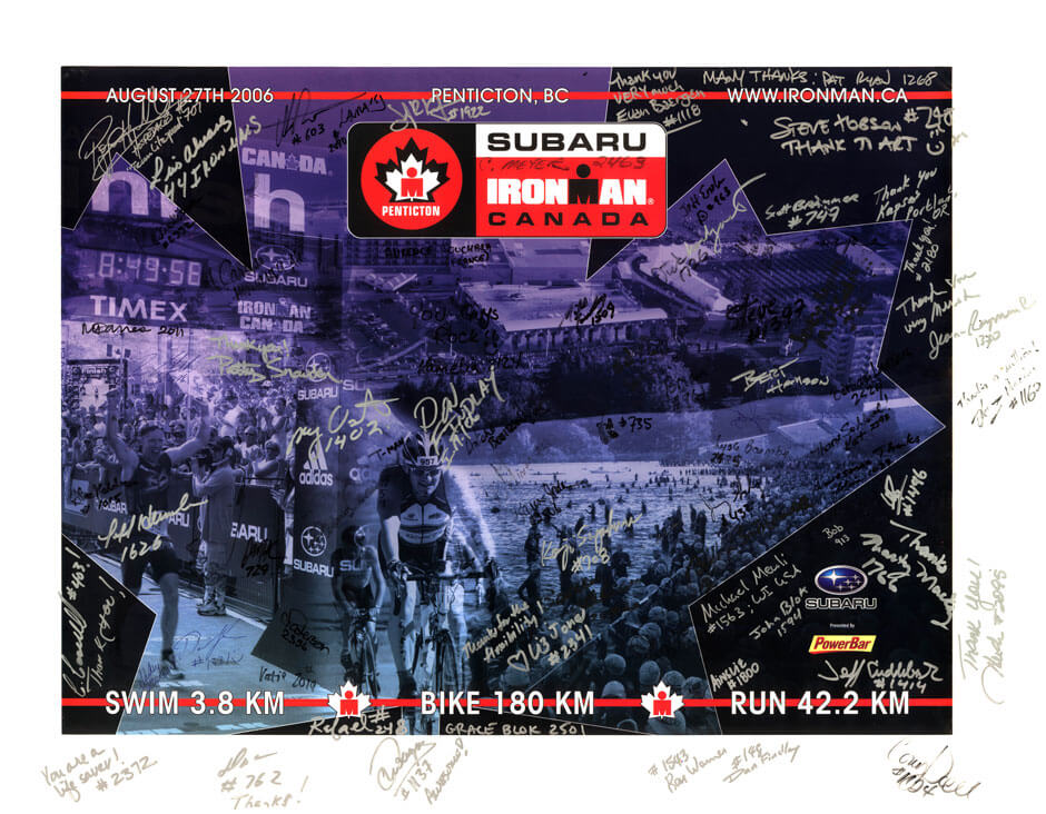 Vancouver Chiropractor at Aquarius Chiropractic 13 Ironman 2006 signed poster. We treat Ironman Triathletes.