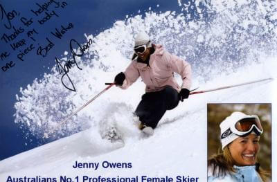 Jenny Owens skiing through powder snow. Dr. Gerrard at Aquarius Chiropractic treats Olympic skiers