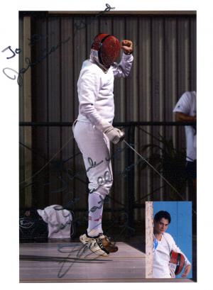 Olympic fencer in action. Aquarius Chiropractic treats fencers.